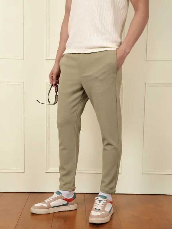 Soft Cotton Blend Knit Trouser | Beige made by Wrogn