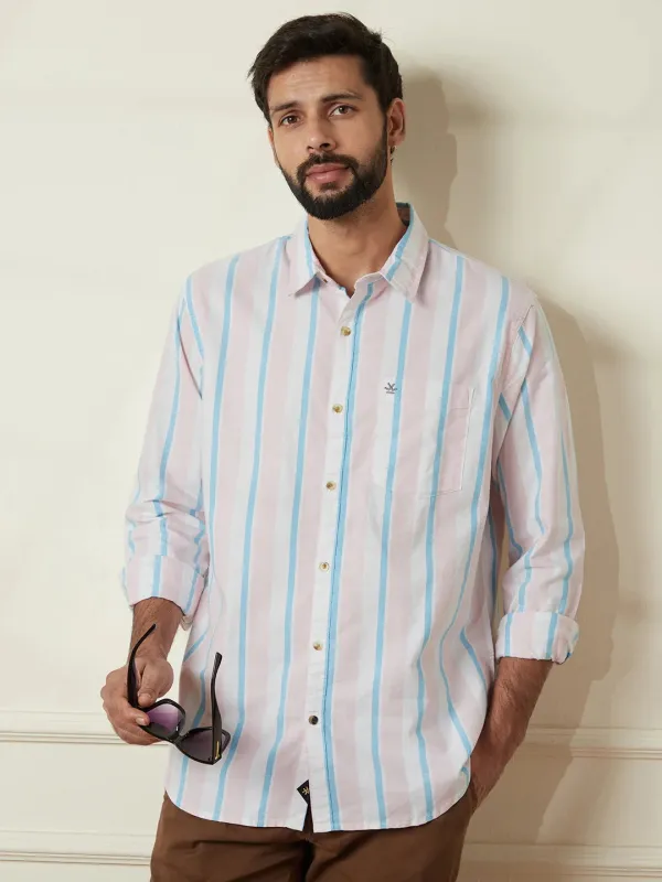 Striped Oxford Shirt | Pink sold by Wrogn