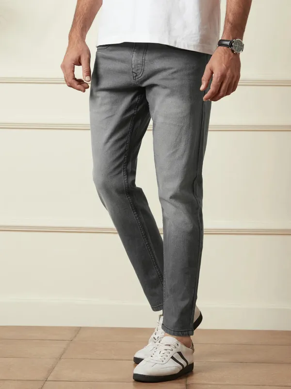 Vintage Wash Skinny Crop Jeans | Grey sold by Wrogn