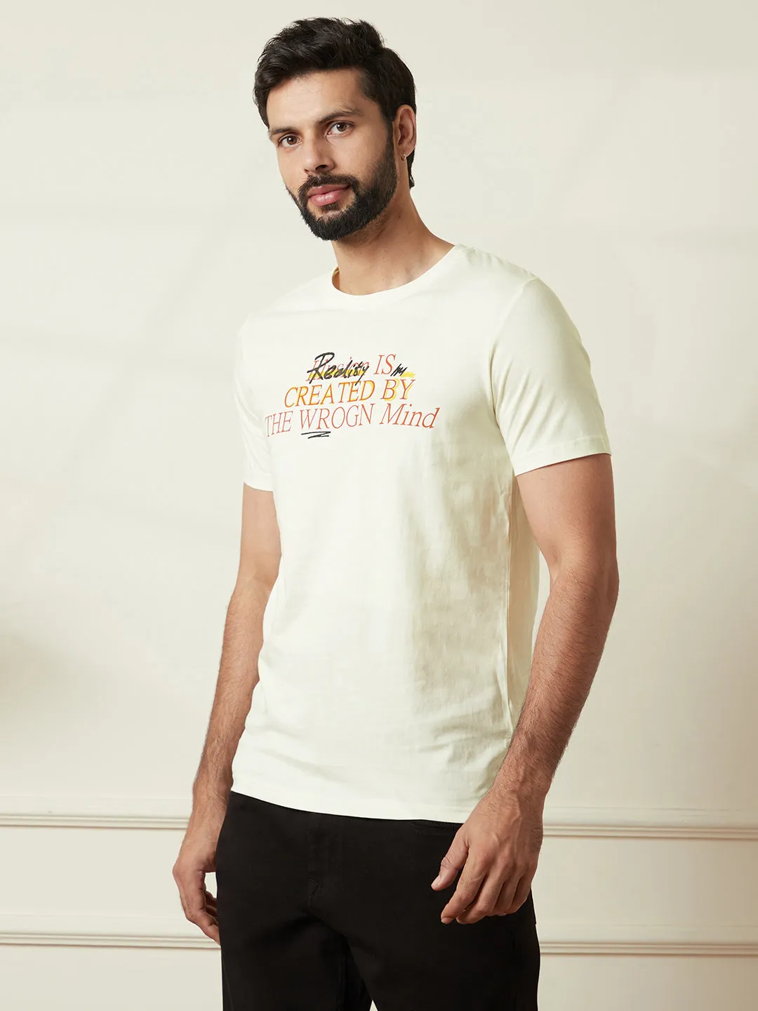 Typographic Printed T-Shirt | Off White sold by Wrogn product image thumbnail 4