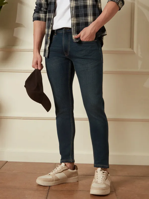 Faded Skinny Crop Jeans | Blue sold by Wrogn