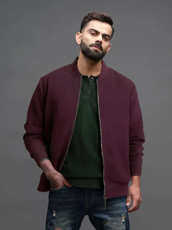 Solid Casual Wine Jacket sold by Wrogn