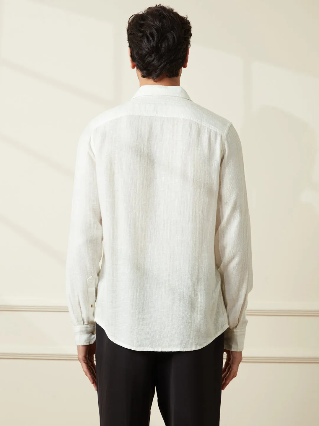 Waffle Textured Slim Fit Shirt | Beige sold by Wrogn product image thumbnail 3