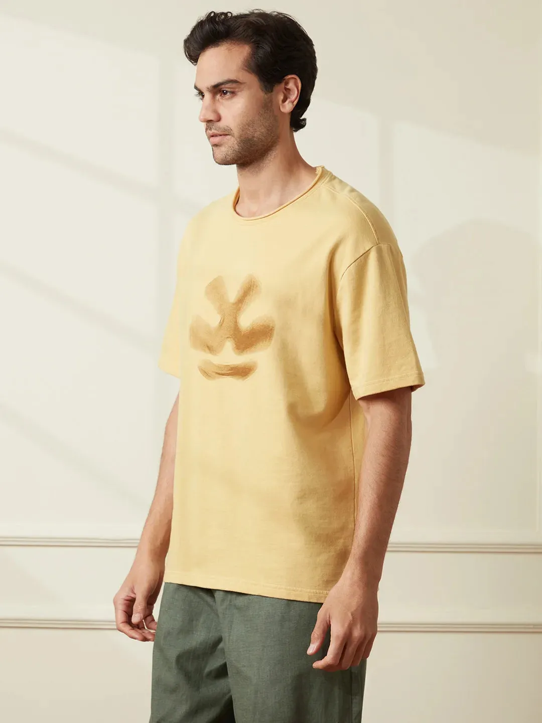 Heavy GSM Blur Logo T-Shirt | Khaki sold by Wrogn product image thumbnail 5