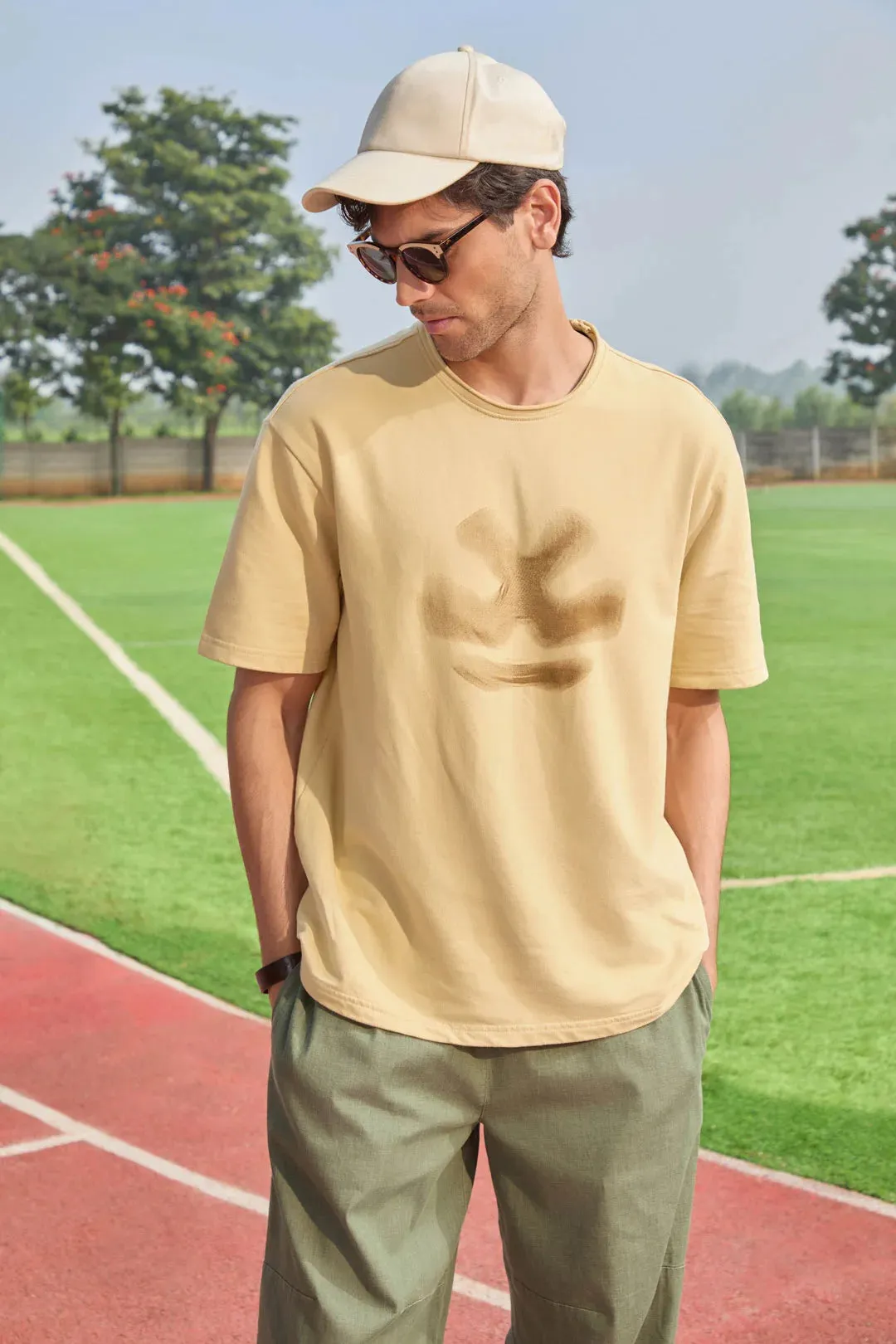 Heavy GSM Blur Logo T-Shirt | Khaki sold by Wrogn product image thumbnail 2