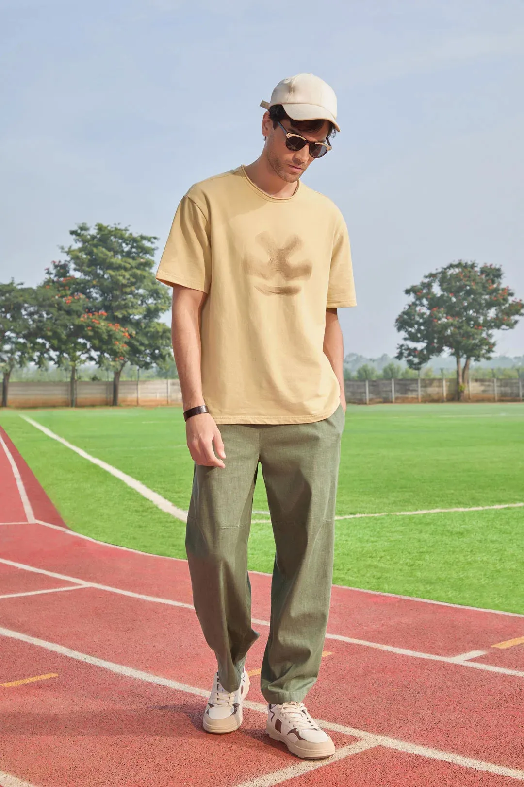 Heavy GSM Blur Logo T-Shirt | Khaki sold by Wrogn product image thumbnail 3