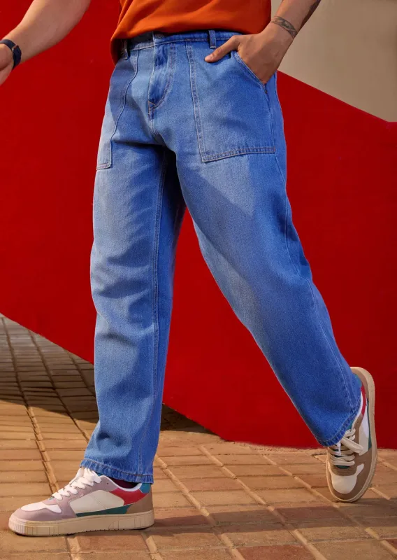 Light Fade Loose Fit Jeans | Blue sold by Wrogn
