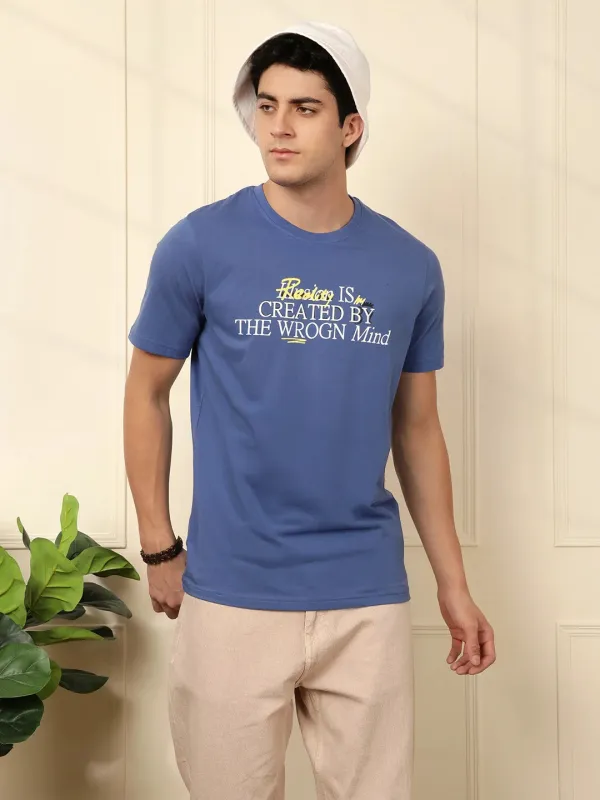 Wrogn Mind Printed Blue T-Shirt sold by Wrogn