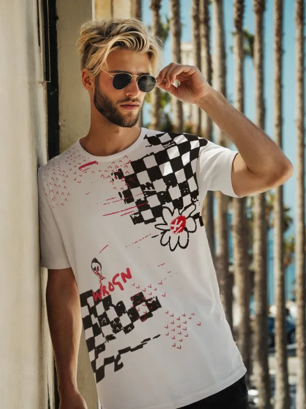 Heavy GSM Placement Print T-Shirt | Off White sold by Wrogn