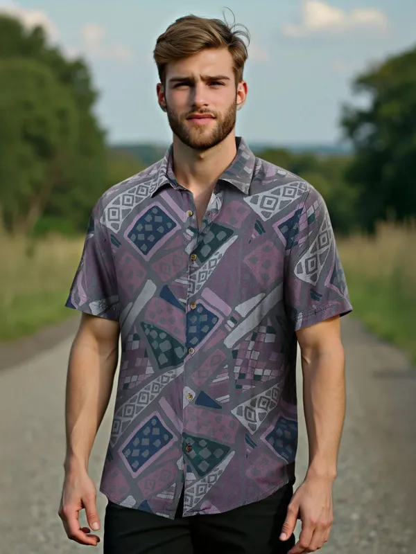 AOP Fluid Light Weight Viscose Shirt | Grey sold by Wrogn