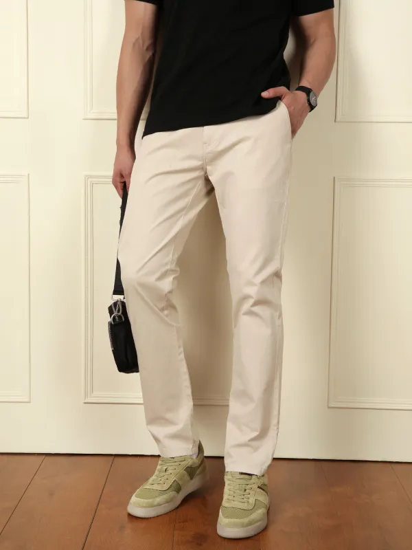 Peached Cotton Slim Fit Trouser | Beige made by Wrogn