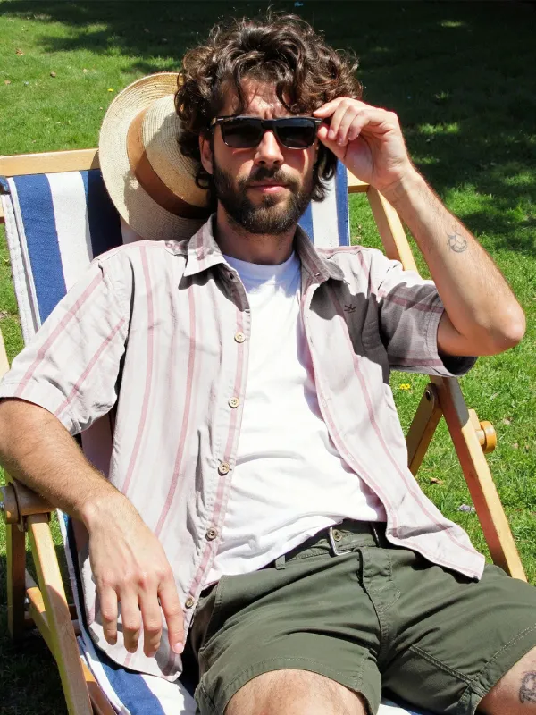 Casual Textured Short Sleeve Shirt | Pink sold by Wrogn