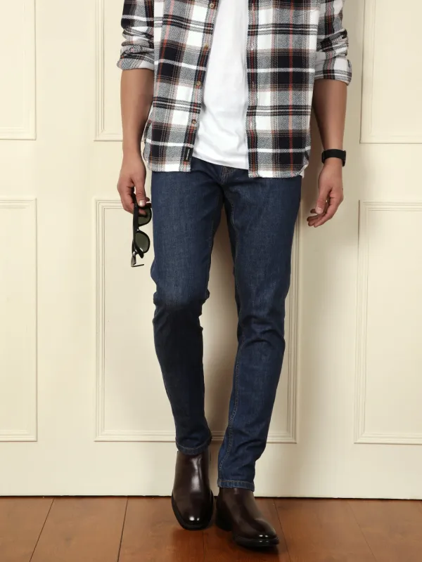 Faded Slim Tapered Jeans | Dark Blue sold by Wrogn