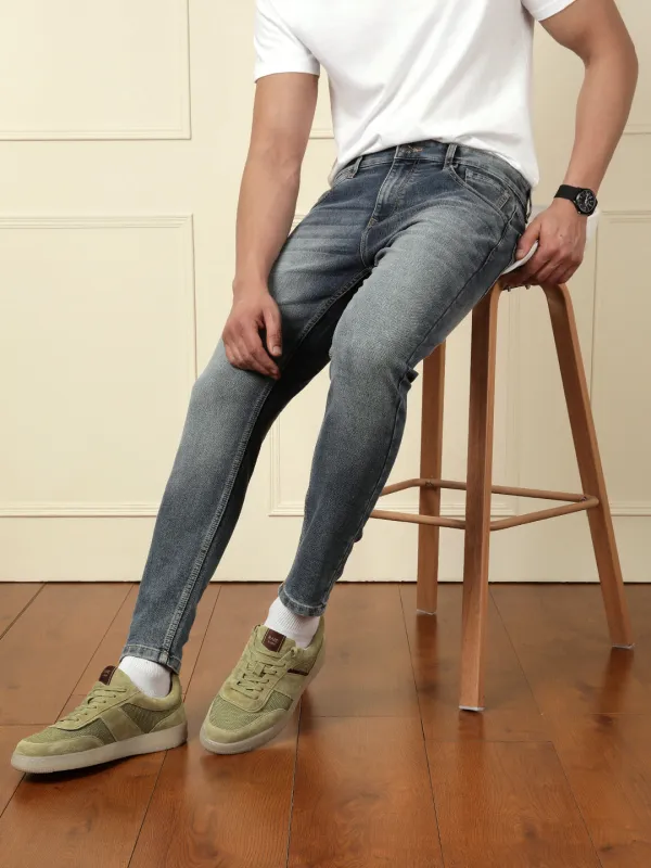 Heavy Fade Skinny Fit Jeans | Blue sold by Wrogn