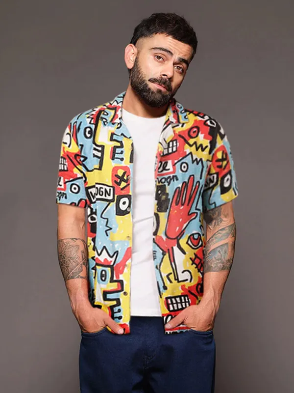 AOP Fluid Viscose Shirt | Yellow sold by Wrogn