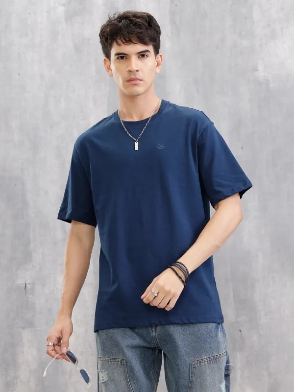 Solid Oversized T-Shirt | Blue sold by Wrogn