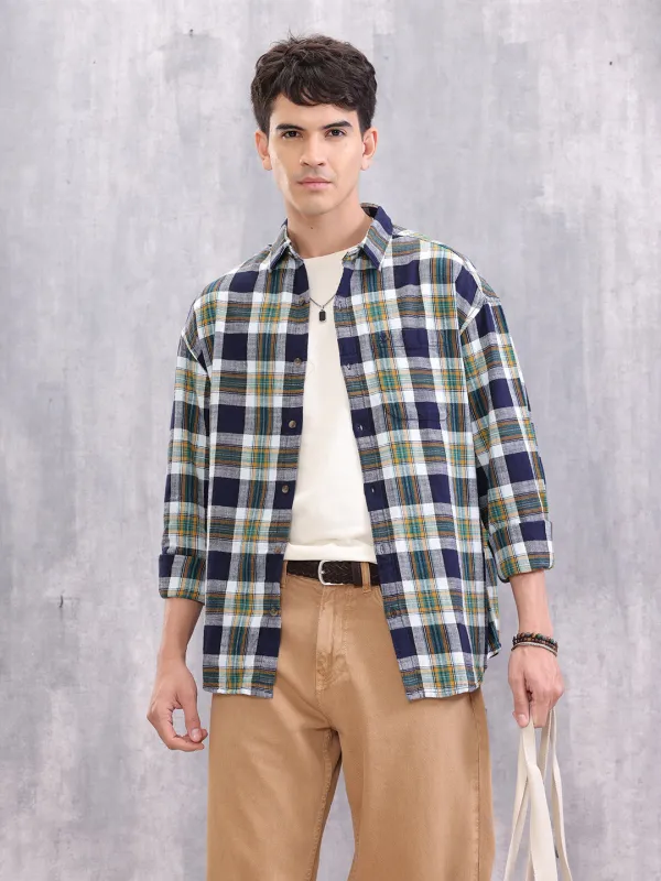 Textured Checkered Shirt | Green sold by Wrogn