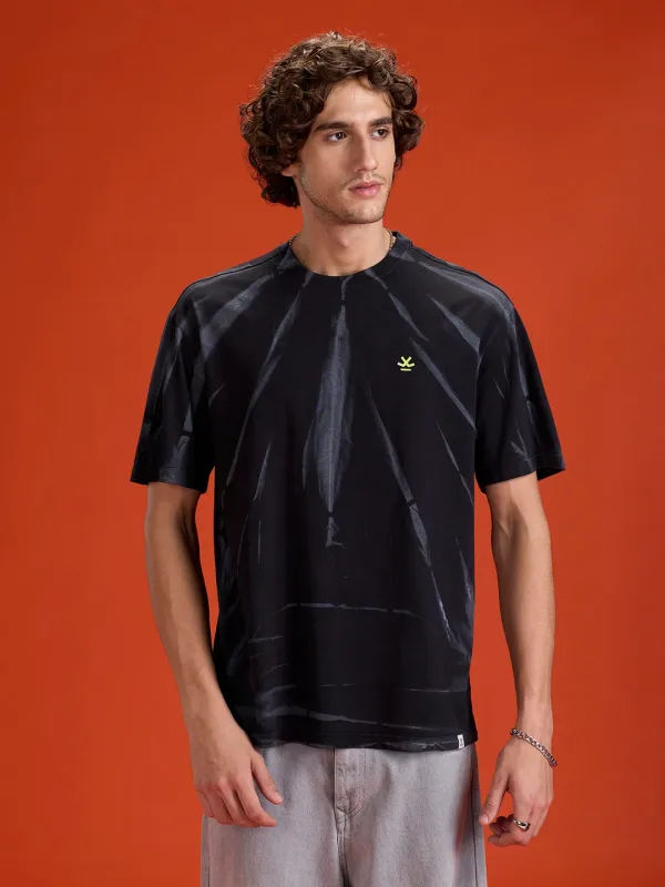 Grunge Look Oversized Fit T-shirt With Hd Logo Print | Black sold by Wrogn