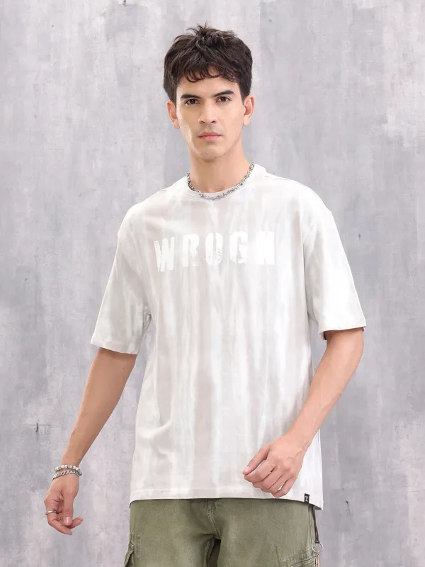 Grunge Washed Look Oversized Fit T-shirt With Graphic Print | Grey sold by Wrogn