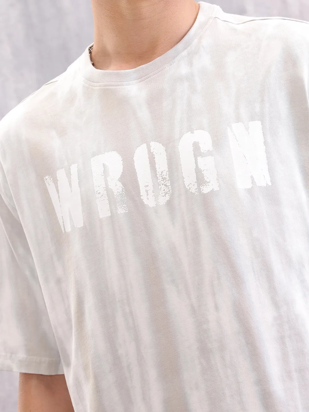 Grunge Washed Look Oversized Fit T-shirt With Graphic Print | Grey sold by Wrogn product image thumbnail 5