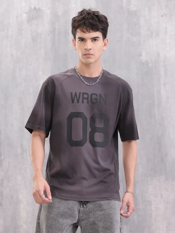 Washed Raglan Sleeve Oversized Men T-shirt | Dark Grey sold by Wrogn