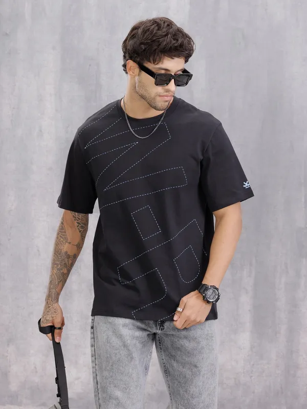 Graphic Printed Casual Fit T-shirt | Black sold by Wrogn