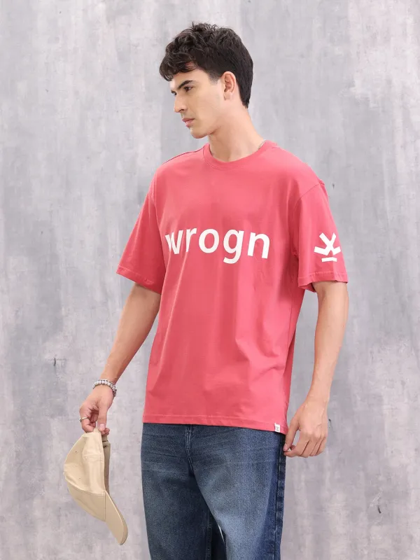 Wrogn Typo Printed Oversized Fit T-shirt | Red sold by Wrogn