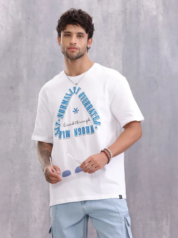 Retro Graphic Printed Oversized Fit T-shirt | White sold by Wrogn