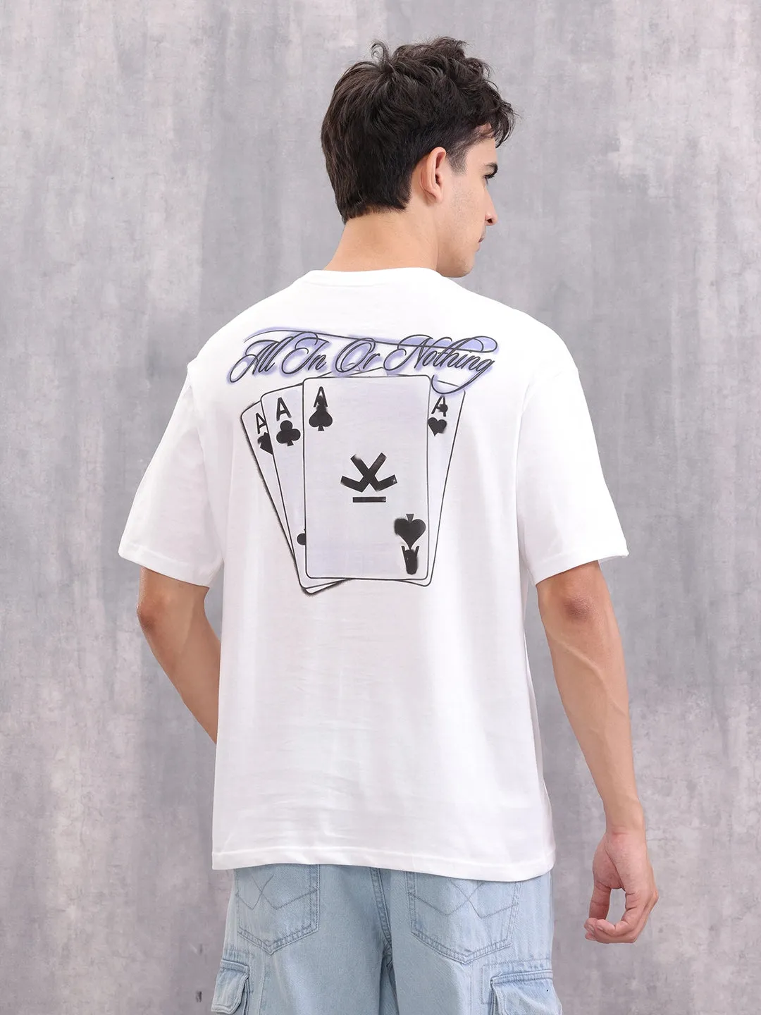 Playing Cards Inspired Graphic Printed Oversized Fit T-Shirt | White sold by Wrogn product image thumbnail 3
