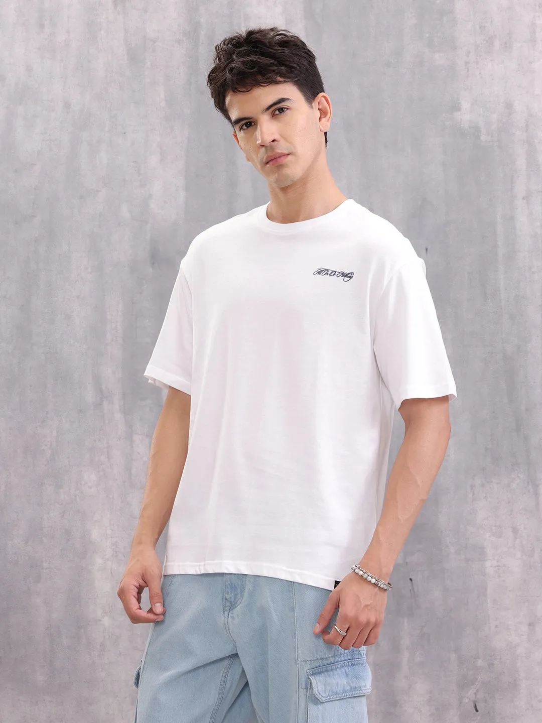 Playing Cards Inspired Graphic Printed Oversized Fit T-Shirt | White sold by Wrogn product image thumbnail 4