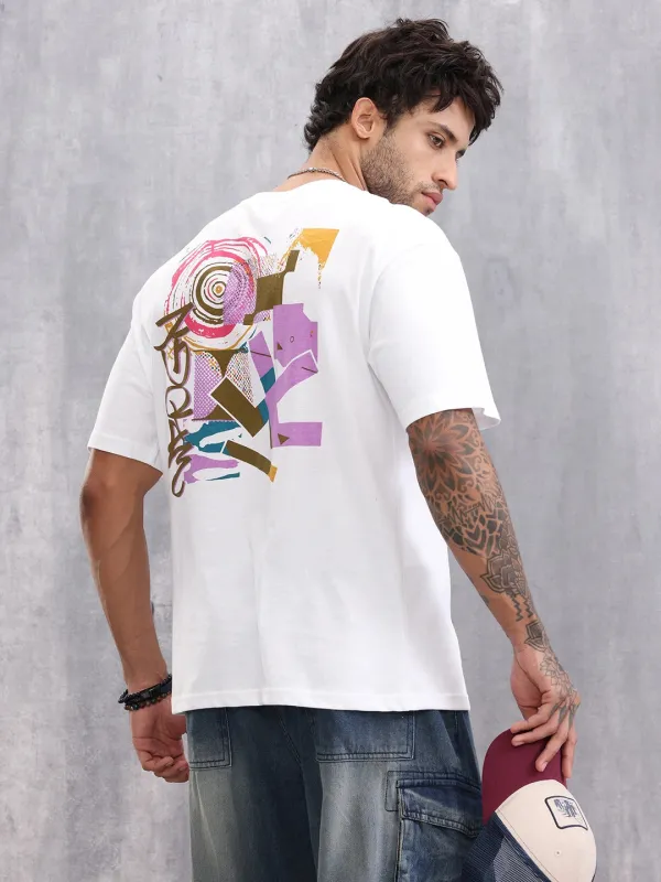 Graphic Printed Oversized Fit T-shirt | White sold by Wrogn