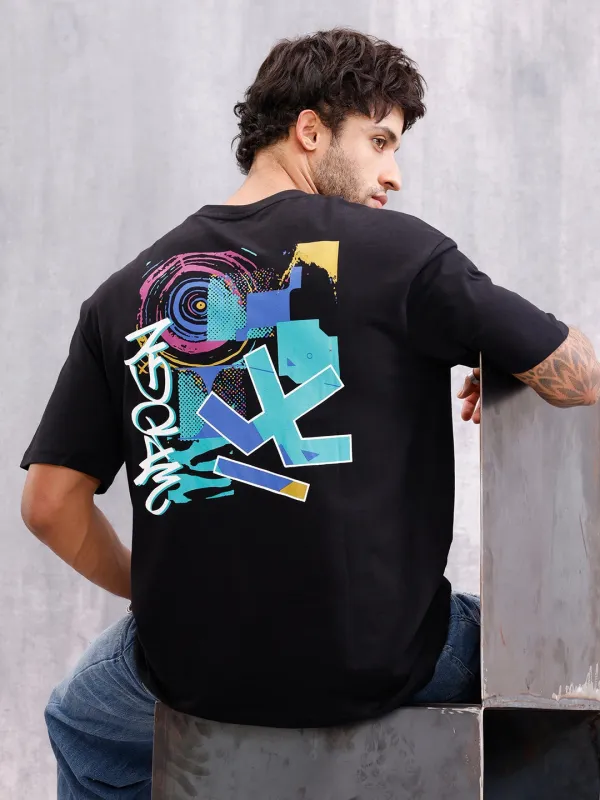 Graphic Printed Oversized Fit T-shirt | Black sold by Wrogn