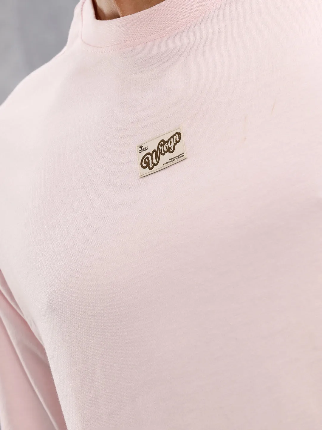 Casual Oversized Solid Tshirt With Branding | Pink sold by Wrogn product image thumbnail 4