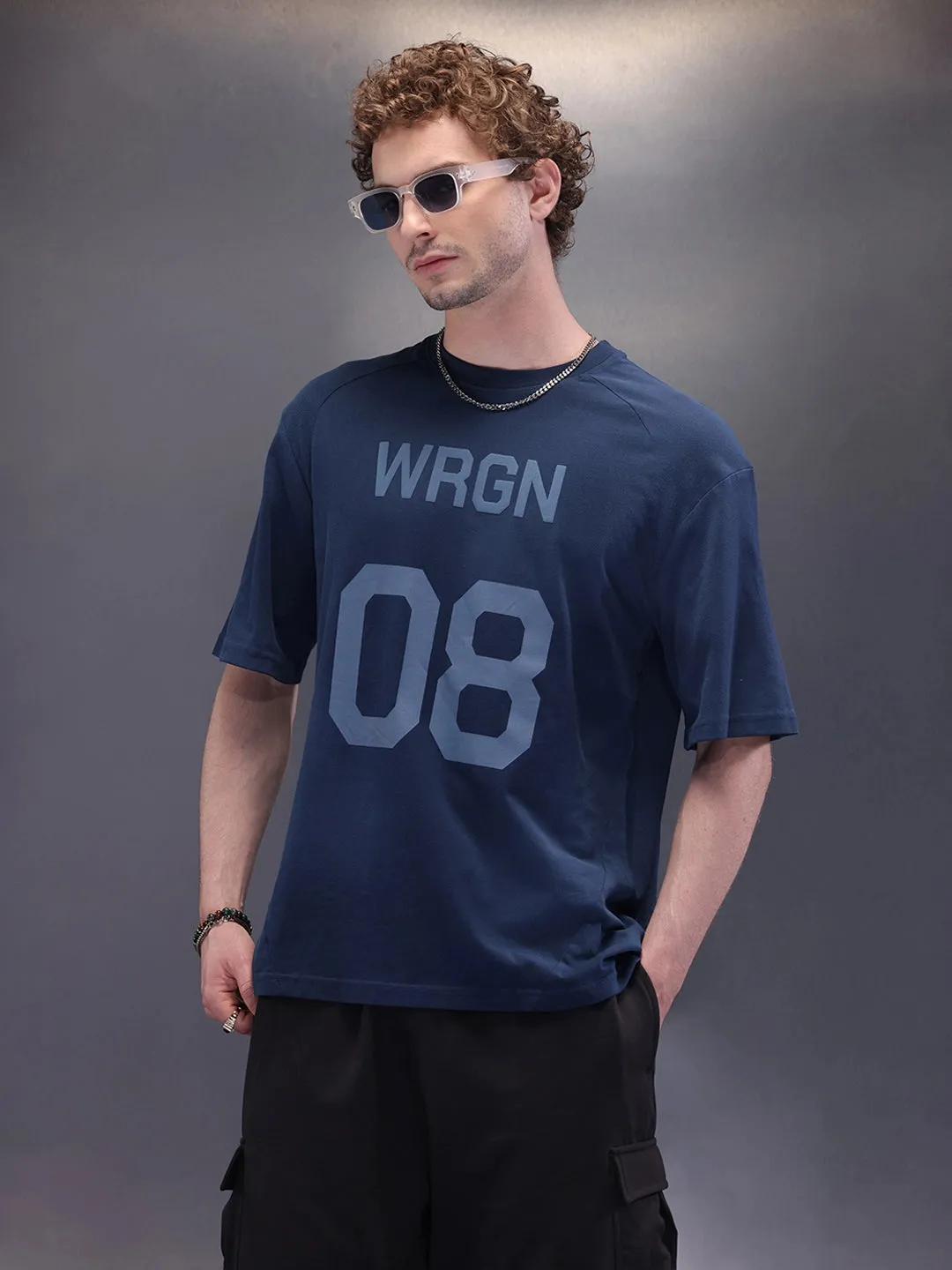 Placement Printed Oversized T-Shirt | Blue sold by Wrogn product image thumbnail 4