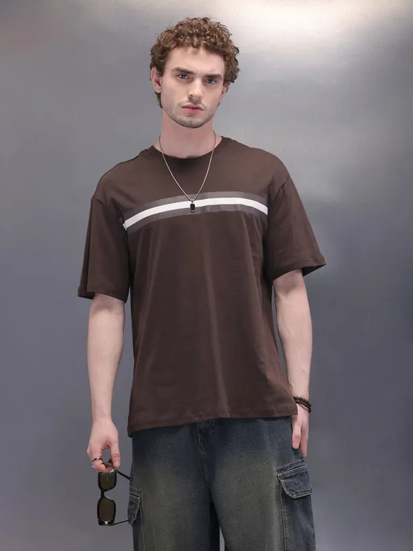 Placement Printed Oversized T-Shirt | Dark Brown sold by Wrogn