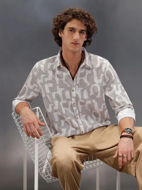 Abstract Aop Printed Regular Fit Shirt | Grey sold by Wrogn