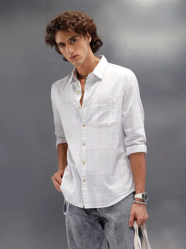 Checkered Full Sleeve Slim Fit Shirt | Light Green sold by Wrogn