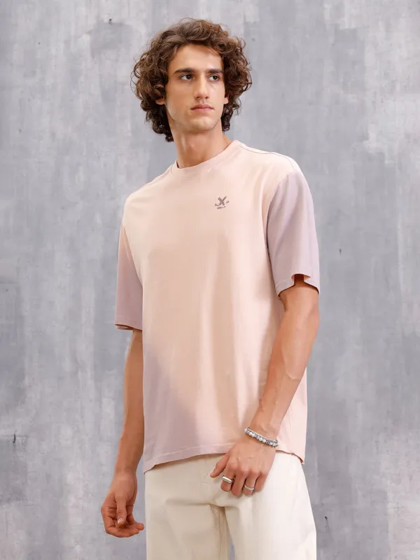 Washed Oversized Fit Pure Cotton T-Shirt | Pink sold by Wrogn