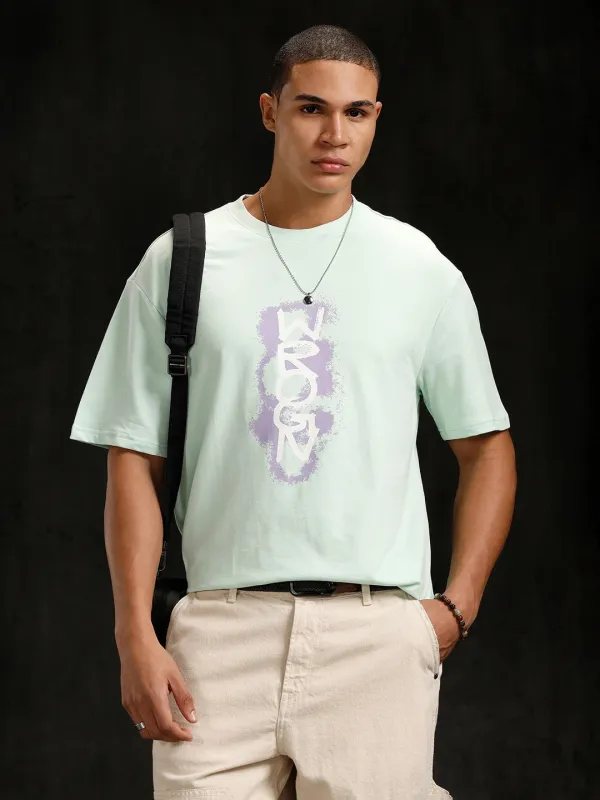 Logo Printed Oversized Fit T-Shirt | Light Green sold by Wrogn