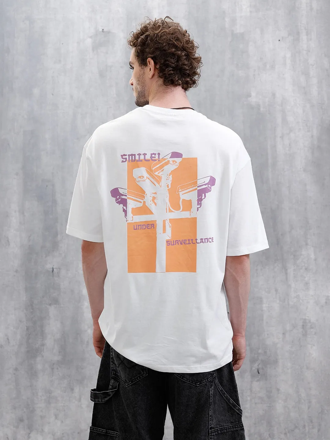 Under Surveillance Oversized Fit T-Shirt | White sold by Wrogn