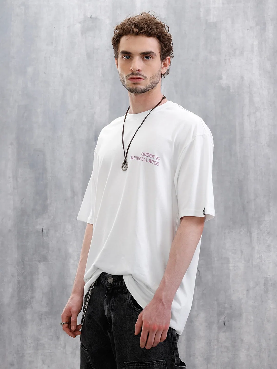 Under Surveillance Oversized Fit T-Shirt | White sold by Wrogn product image thumbnail 4
