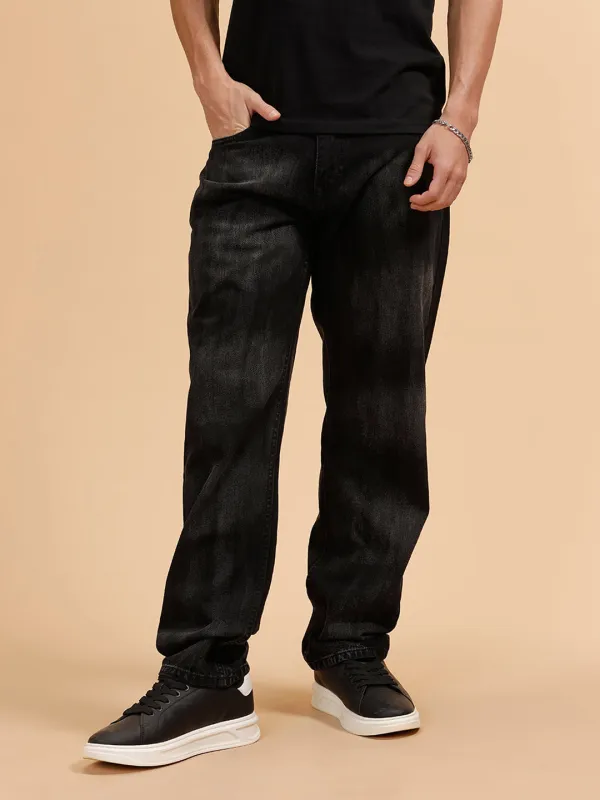Heavy Fade Anti Fit Jeans | Black sold by Wrogn