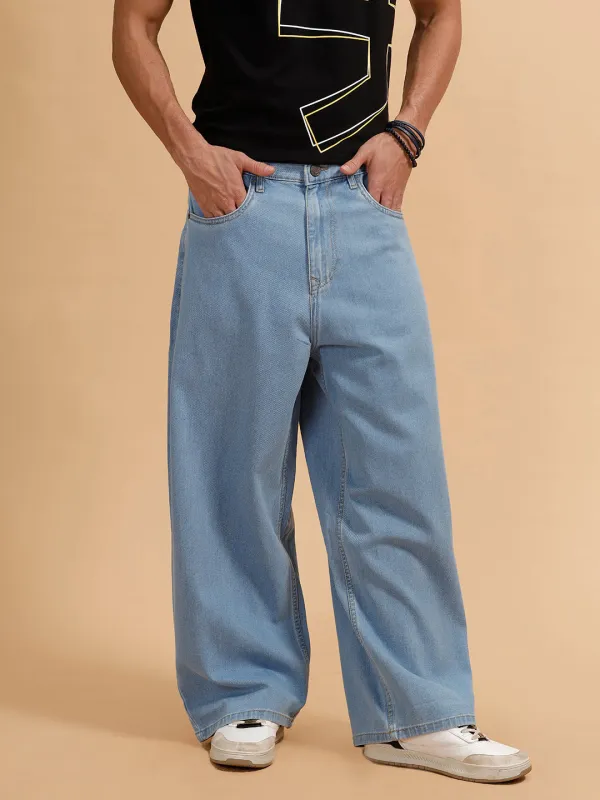 Casual Baggy Fit Jeans | Light Blue sold by Wrogn