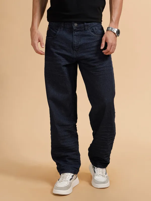 Light Fade Loose Fit Jeans | Dark Blue sold by Wrogn