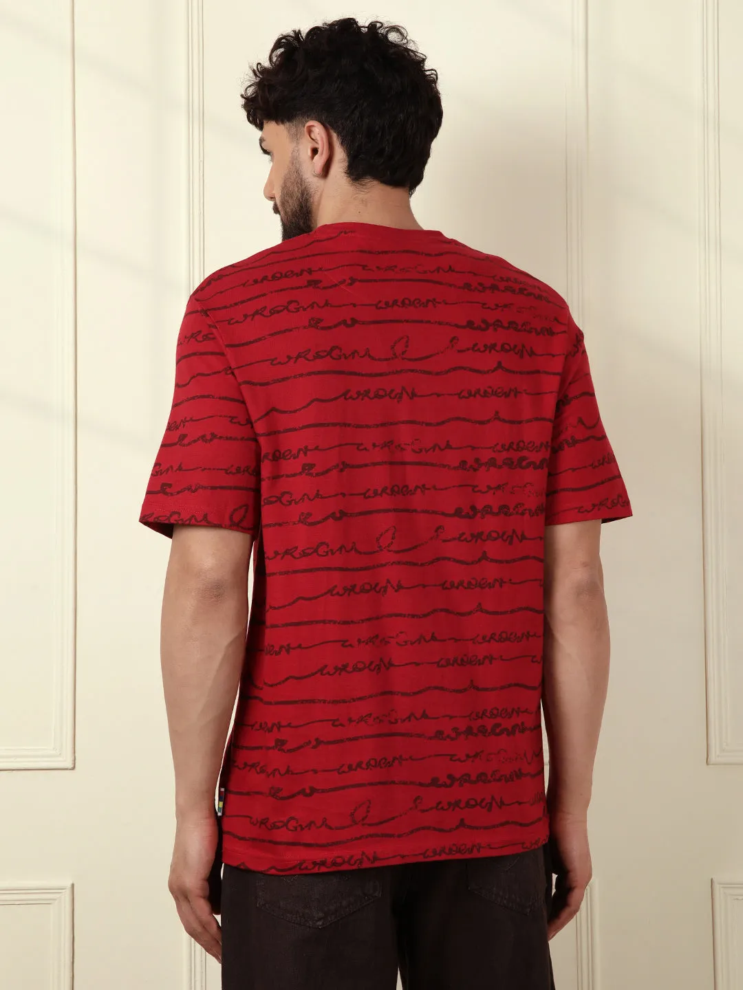 Typographic Red Crew Neck T-Shirt sold by Wrogn product image thumbnail 3