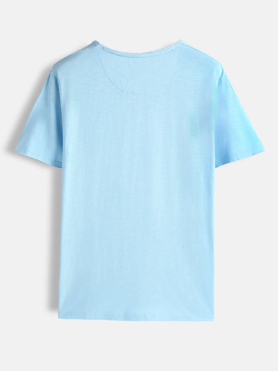 Raw Edged Blue Crew Neck T-Shirt sold by Wrogn product image thumbnail 2