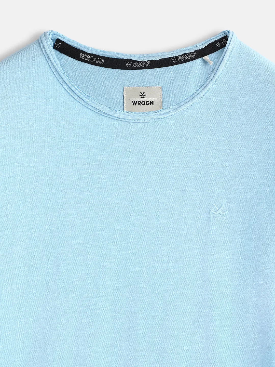 Raw Edged Blue Crew Neck T-Shirt sold by Wrogn product image thumbnail 3