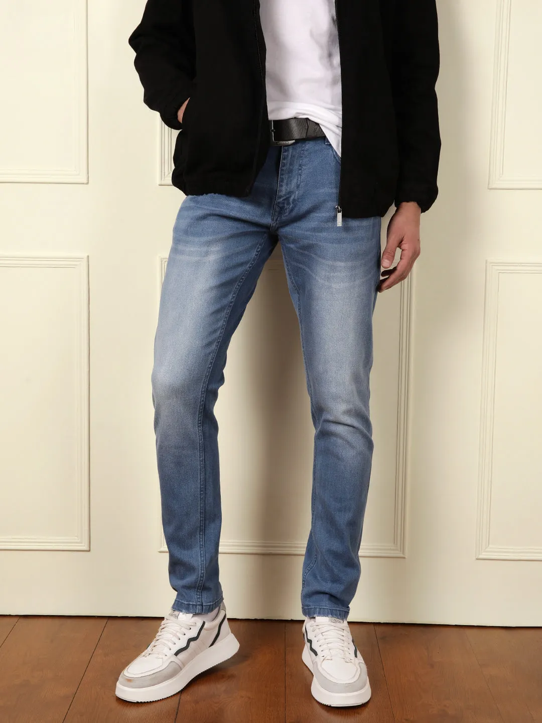 Linen Blend Denim Jeans | Light Blue sold by Wrogn