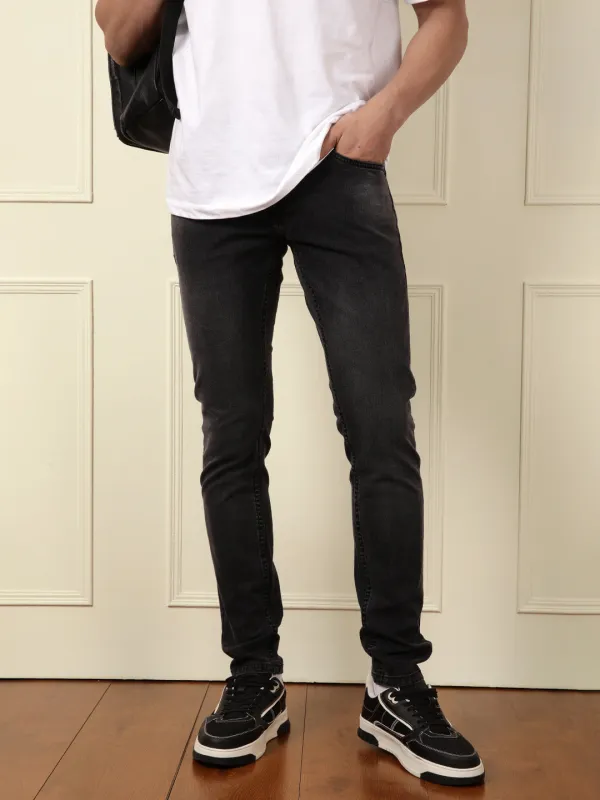 Light Fade Slim Tapered Jeans | Black sold by Wrogn