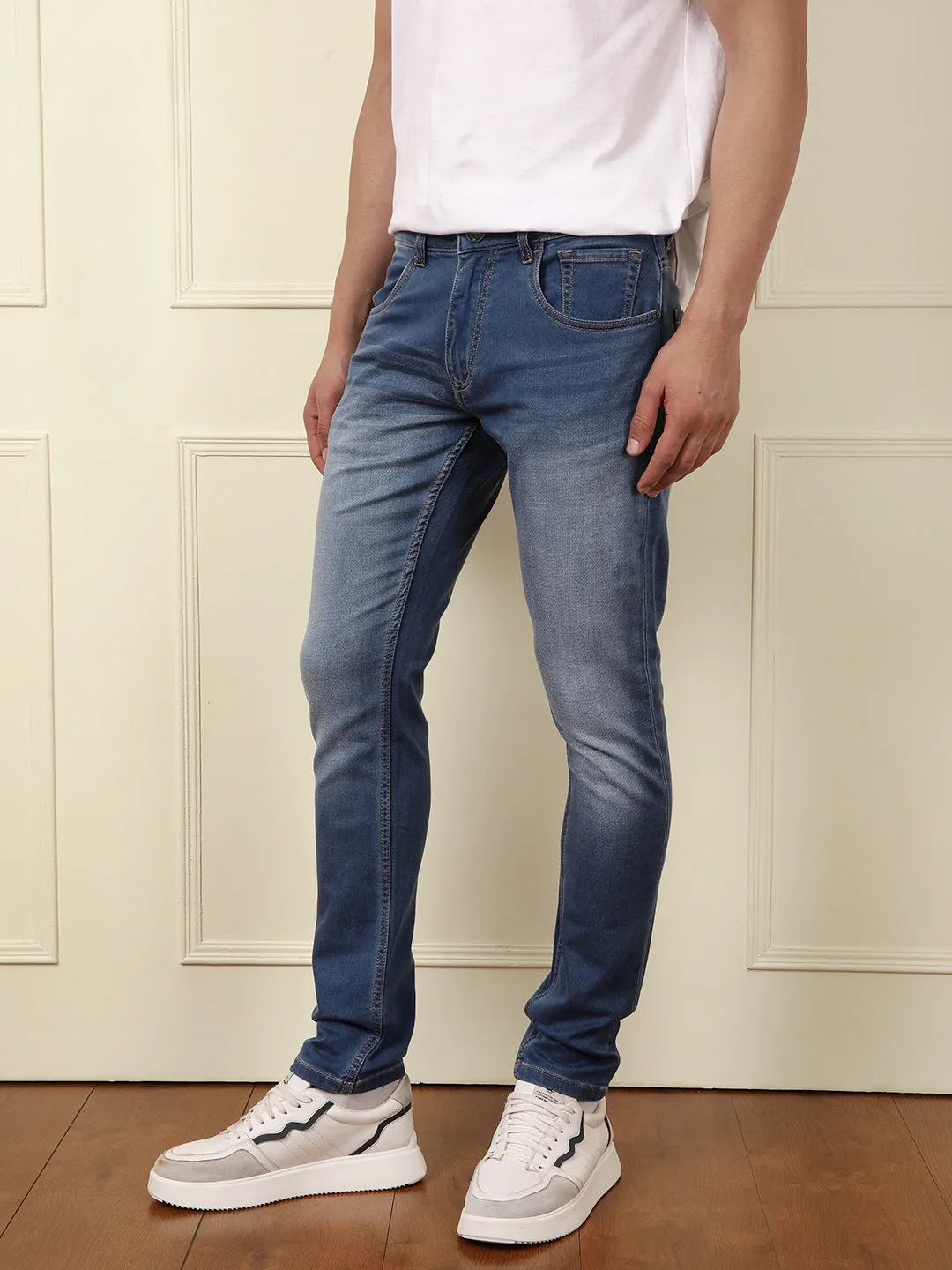 Faded Tapered Fit Jeans | Blue sold by Wrogn product image thumbnail 4